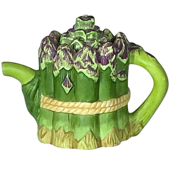 Avon Vintage Miniature Teapot Shape Trinket Box Season Harvest Bisque Porcelain - Picture 2 of 16